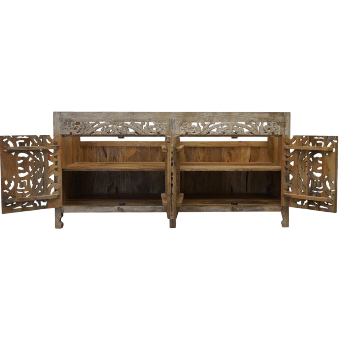 Natural Wood Double Vanity Gorgeous Hand-carved Detail image 7