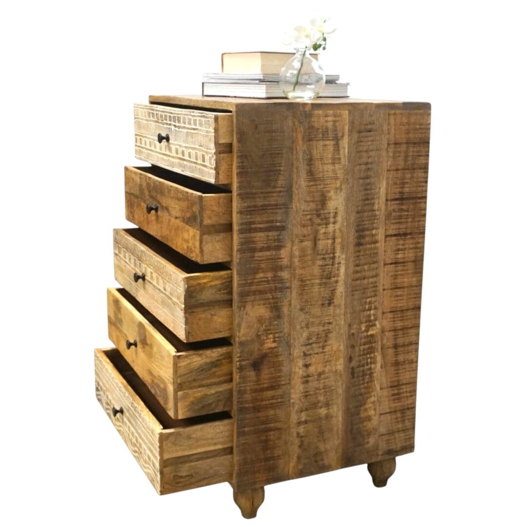Rustic 5-Drawer Dresser Hand-carved image 5