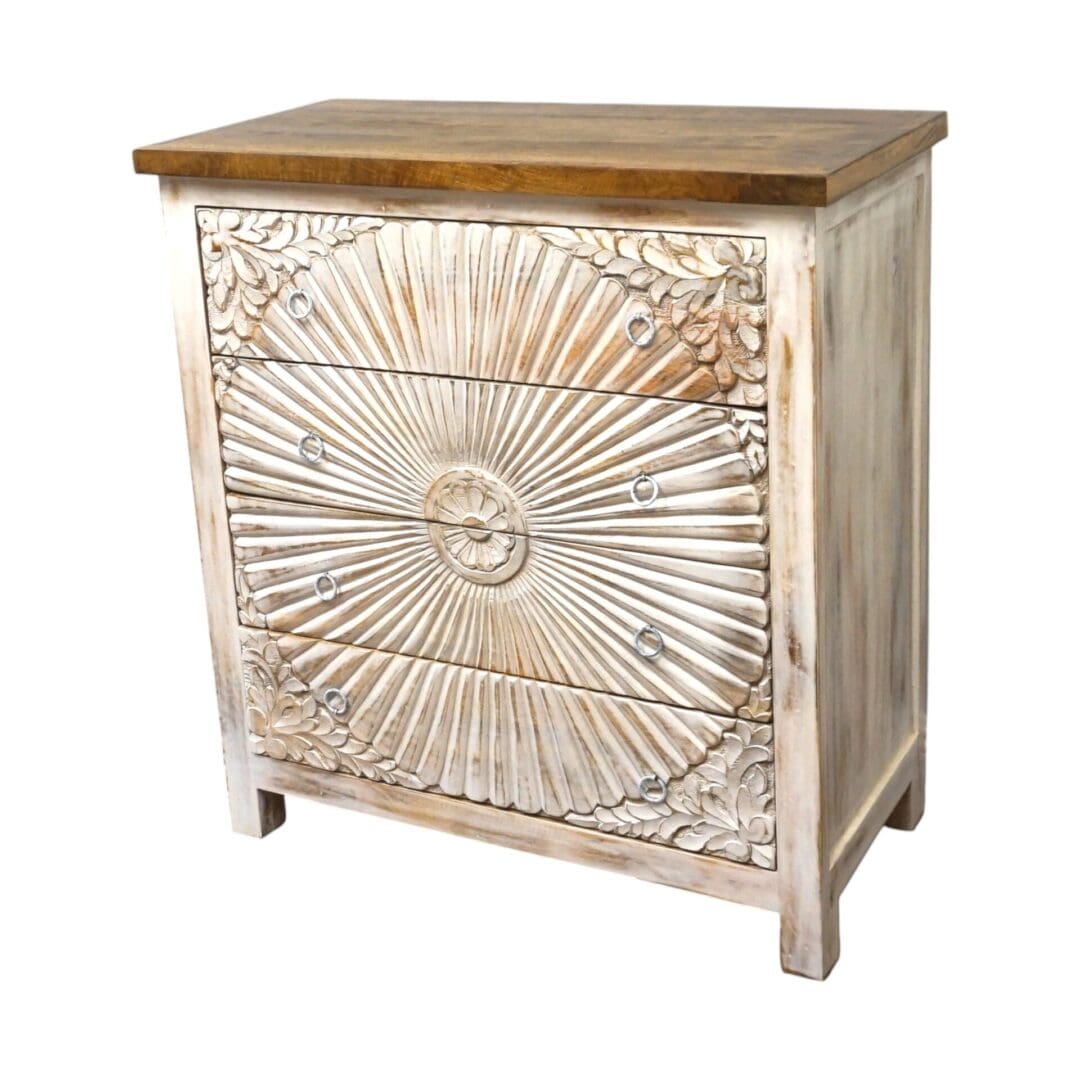 Hand-Carved Four Drawer Dresser image 6