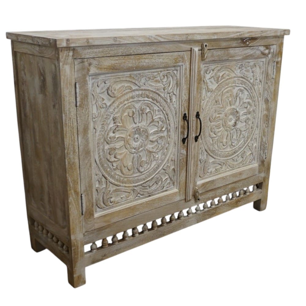 Hand-crafted Sandblasted Natural Mango Wood Sideboard image 3