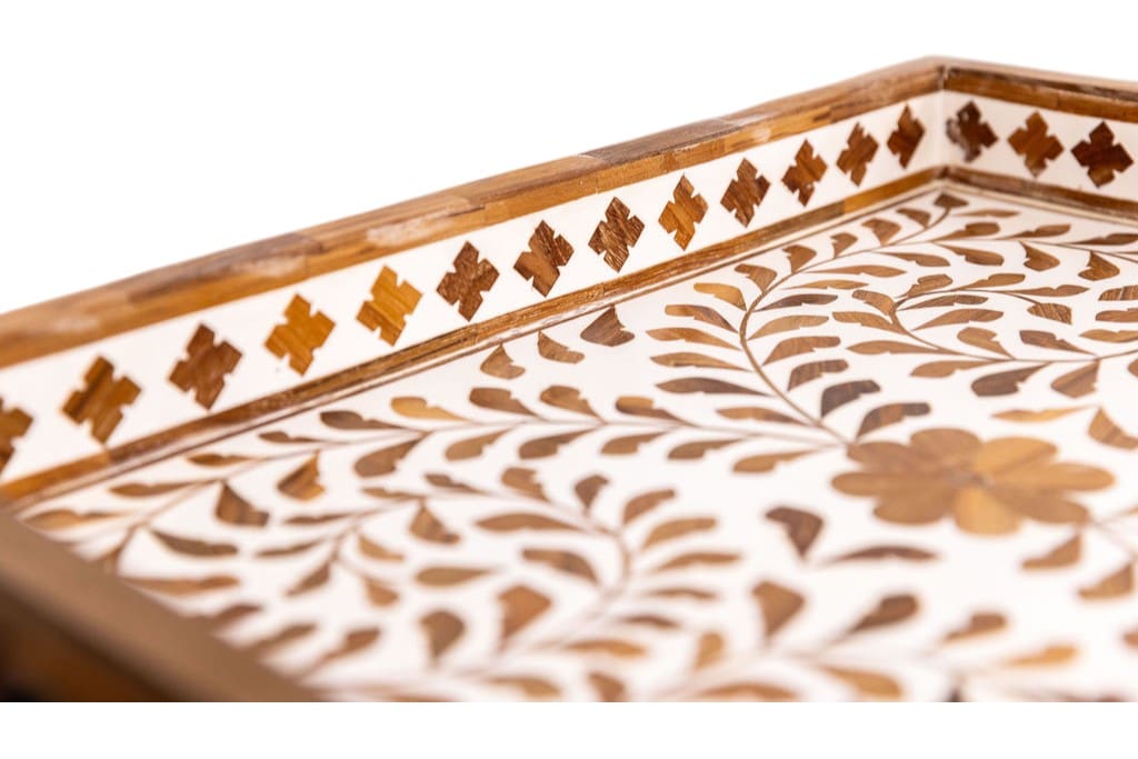 Decorative Teak Inlay Serving Tray image 6
