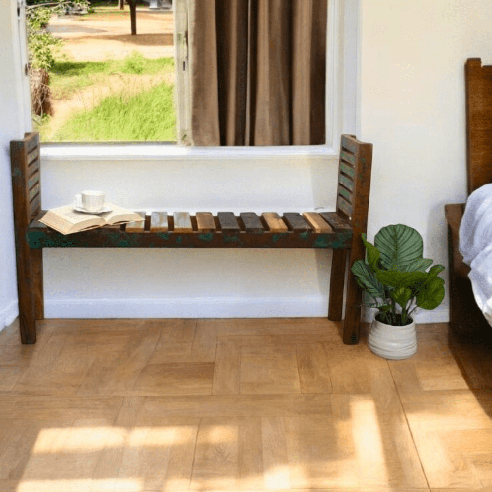 Hand-Crafted Backless Reclaimed Wood Bench image 1