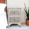 Black and White Nightstand Hand-Crafted Bone Inlay image 0