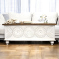 Hand-carved Bench Trunk Mandala Design image 0