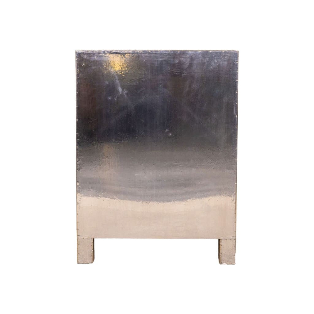 Pair of White Metal Side Table Hand-Embossed image 4