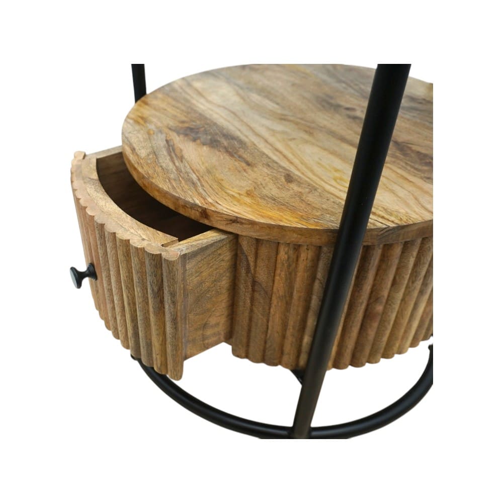 Hand-crafted Mango Wood Round Side Table image 6