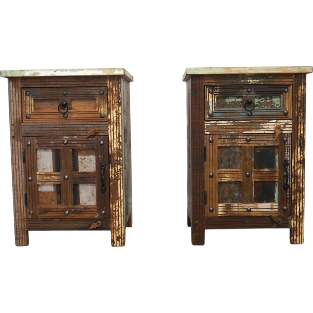 Pair of Rustic Reclaimed Wood Bedside Tables image 5