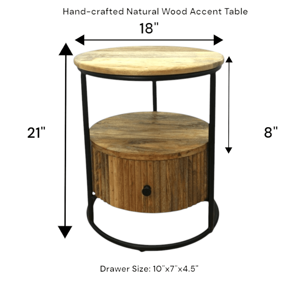 Hand-crafted Mango Wood Round Side Table image 9