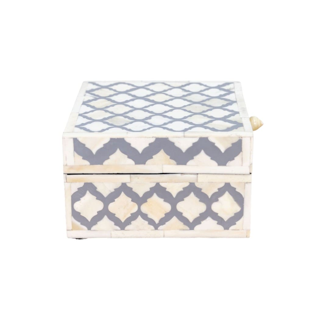 Square Inlay Box Timeless Gray and White Bone Inlay image 7