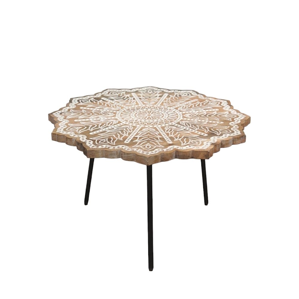 Unique Mango Wood Mandala Accent Table 3 Sizes image 5