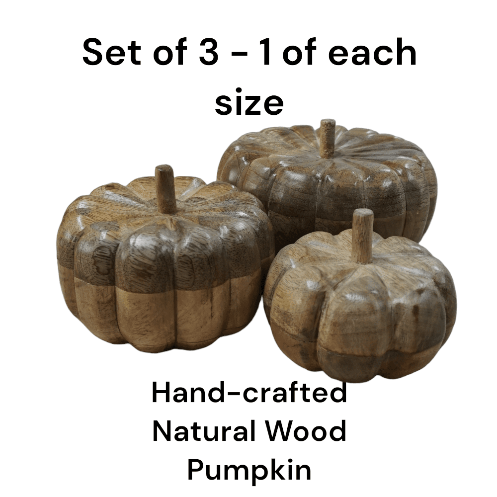 Hand-crafted Fall Pumpkins Natural Wood image 12