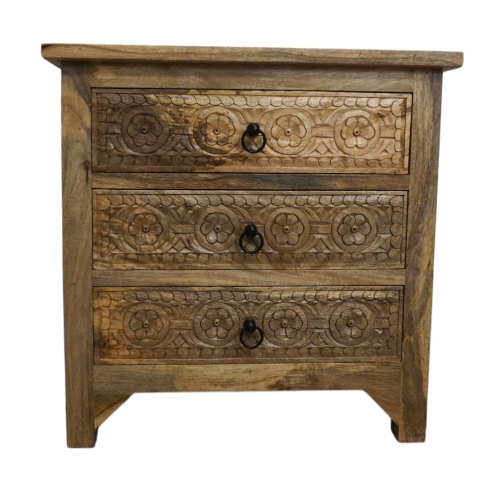 3-Drawer Side Table/Nightstand Hand-Carved image 5