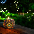 3.5 Inch Multicolor Round Mosaic Glass Candle Holder Set of 3 image 0