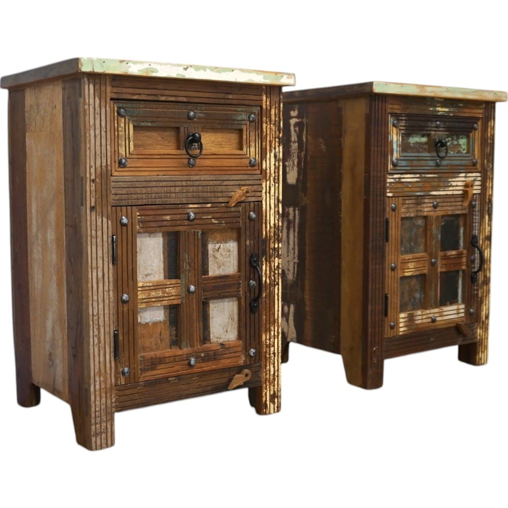 Pair of Rustic Reclaimed Wood Bedside Tables image 7