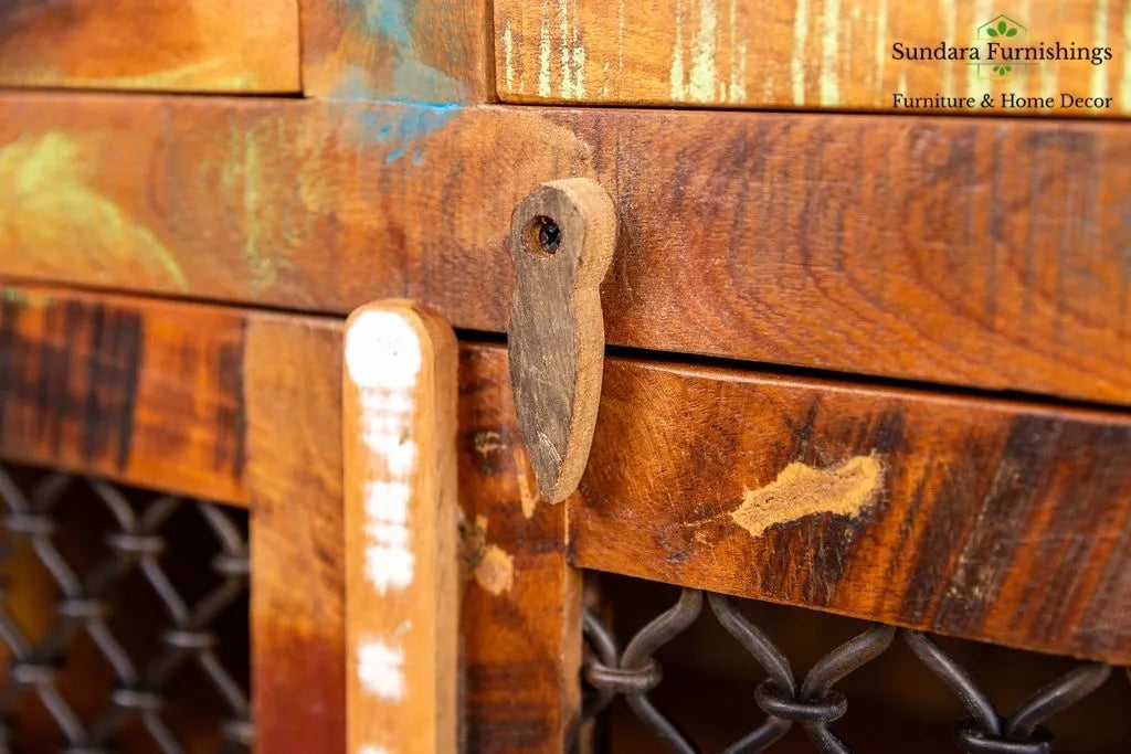 Reclaimed Wood Buffet Cabinet Rustic Beauty image 6