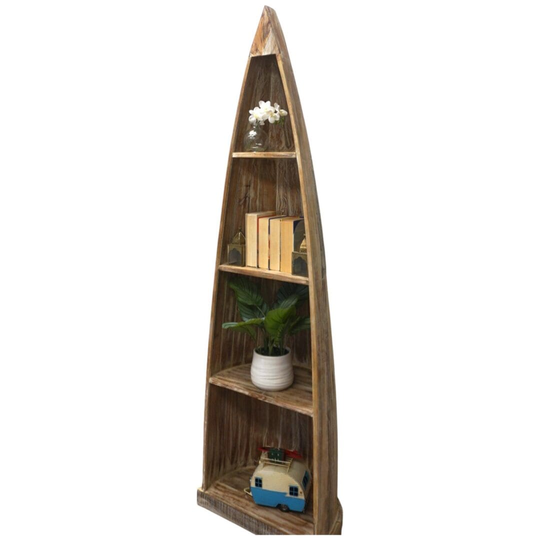 Whitewashed Boat Bookcase Hand-crafted image 4