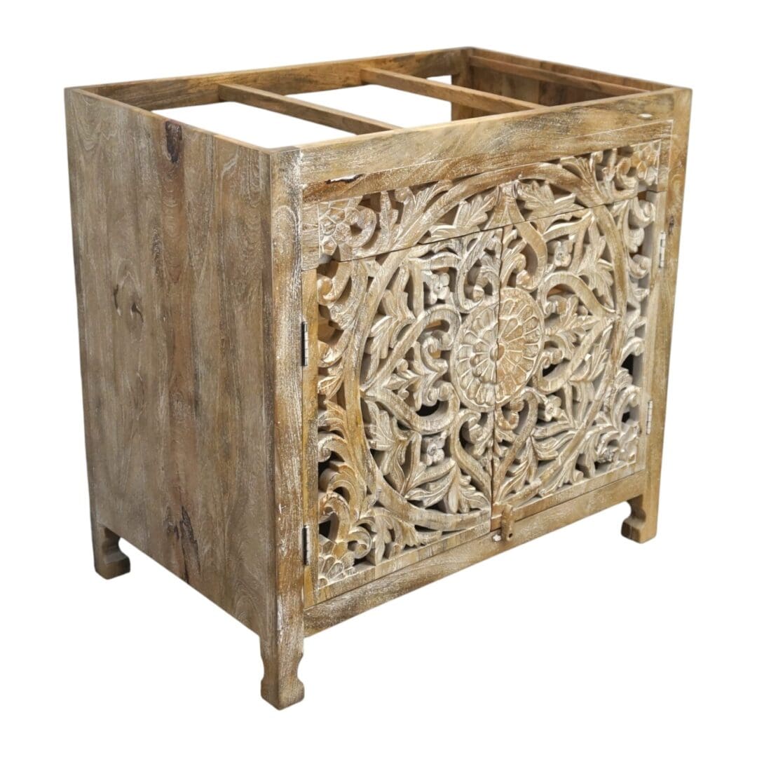Natural Wood Vanity Gorgeous Hand-carved Detail Timeless Style image 16