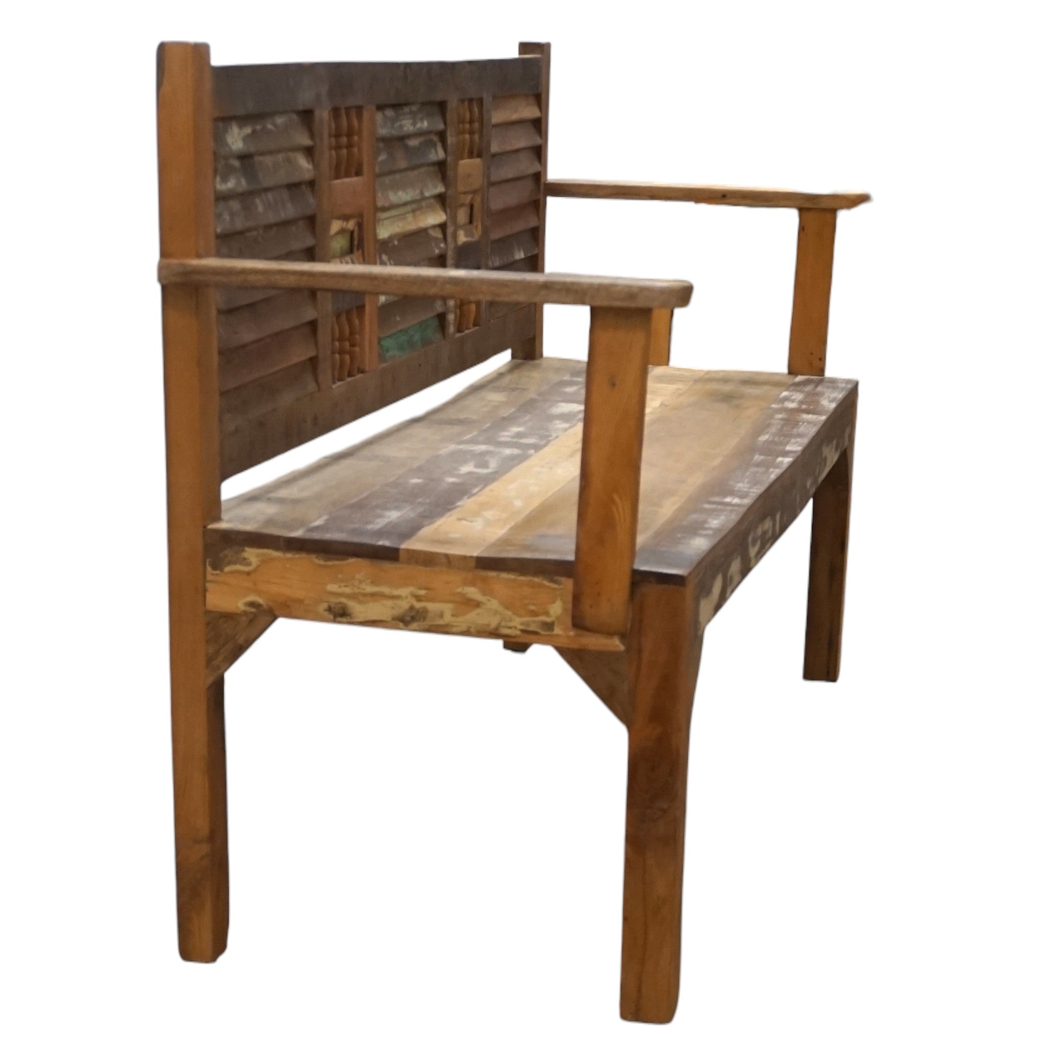 Handcrafted Reclaimed Wood Bench | With Back & Arms | 60" | Entryway, Dining & Garden Seating (Copy)