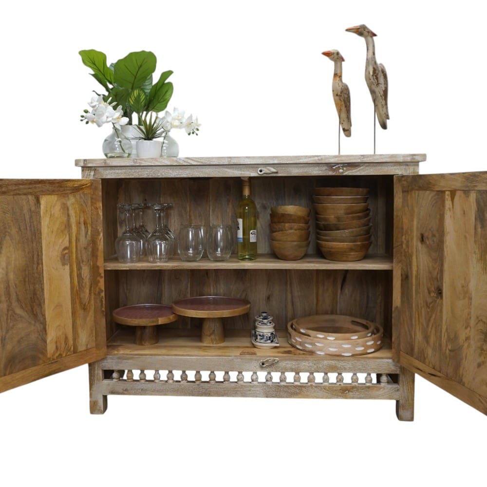 Hand-crafted Sandblasted Natural Mango Wood Sideboard image 9
