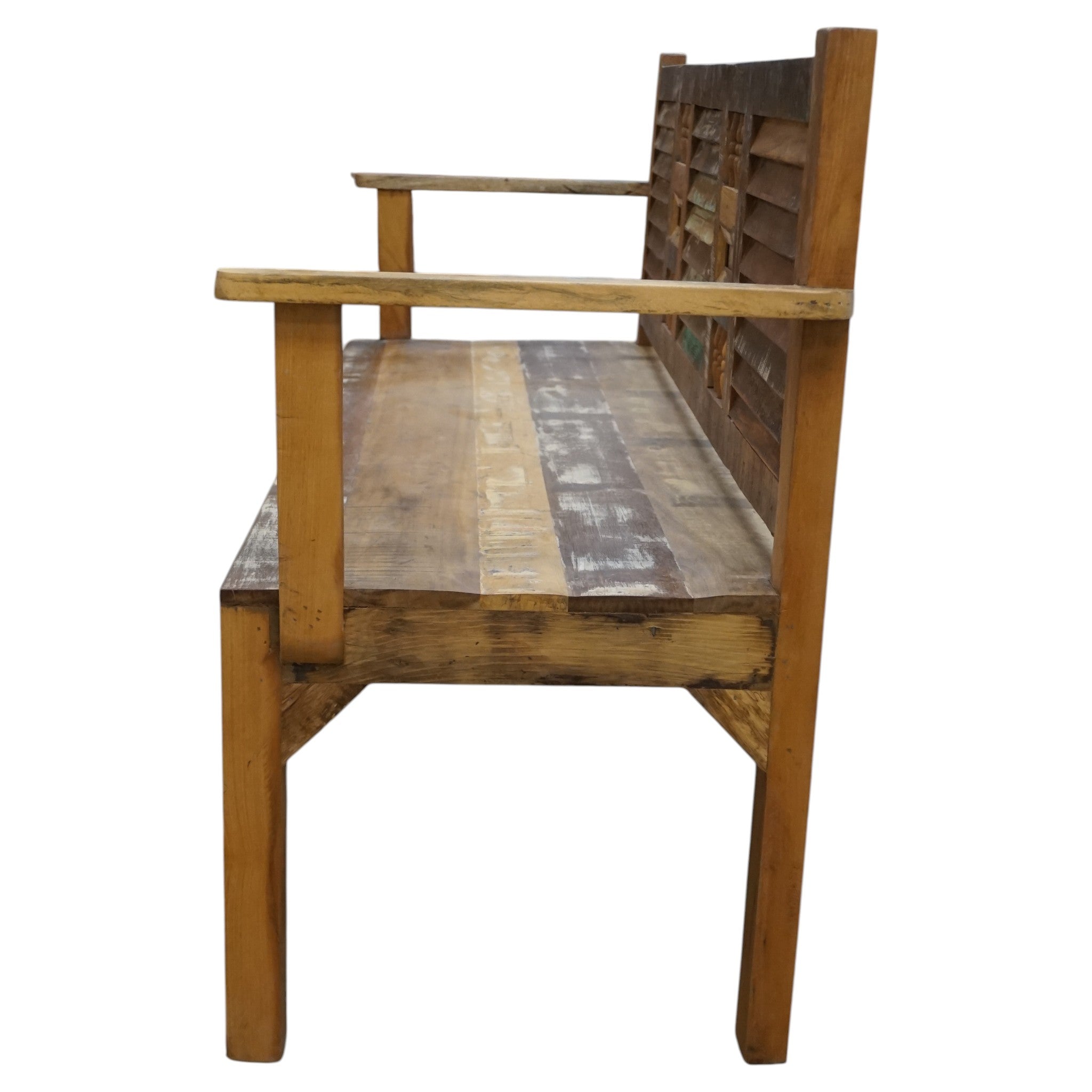 Handcrafted Reclaimed Wood Bench | With Back & Arms | 60" | Entryway, Dining & Garden Seating (Copy)