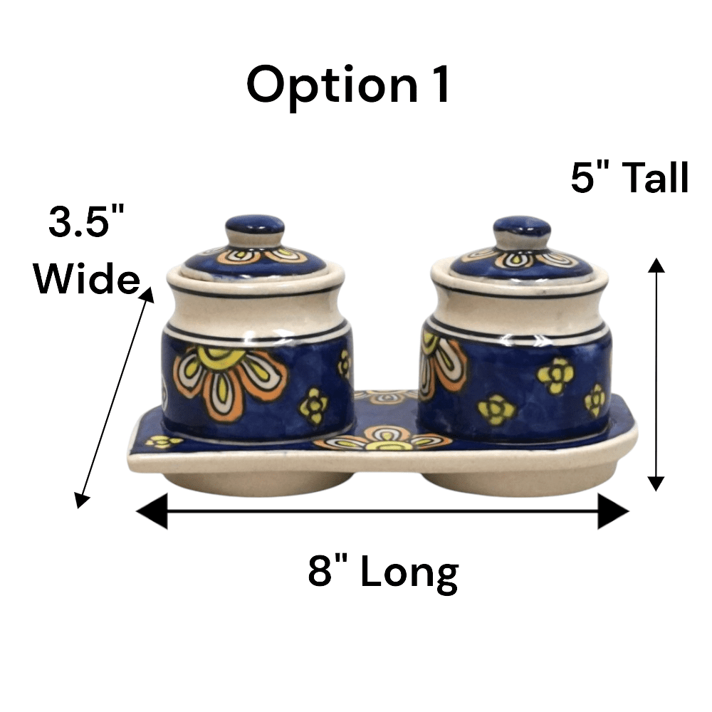 Set of Two Ceramic Pots with a Matching Tray image 3