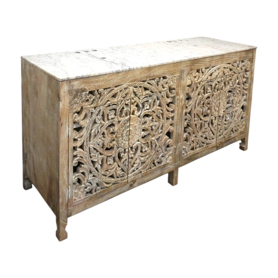 Natural Wood Double Vanity Gorgeous Hand-carved Detail image 16