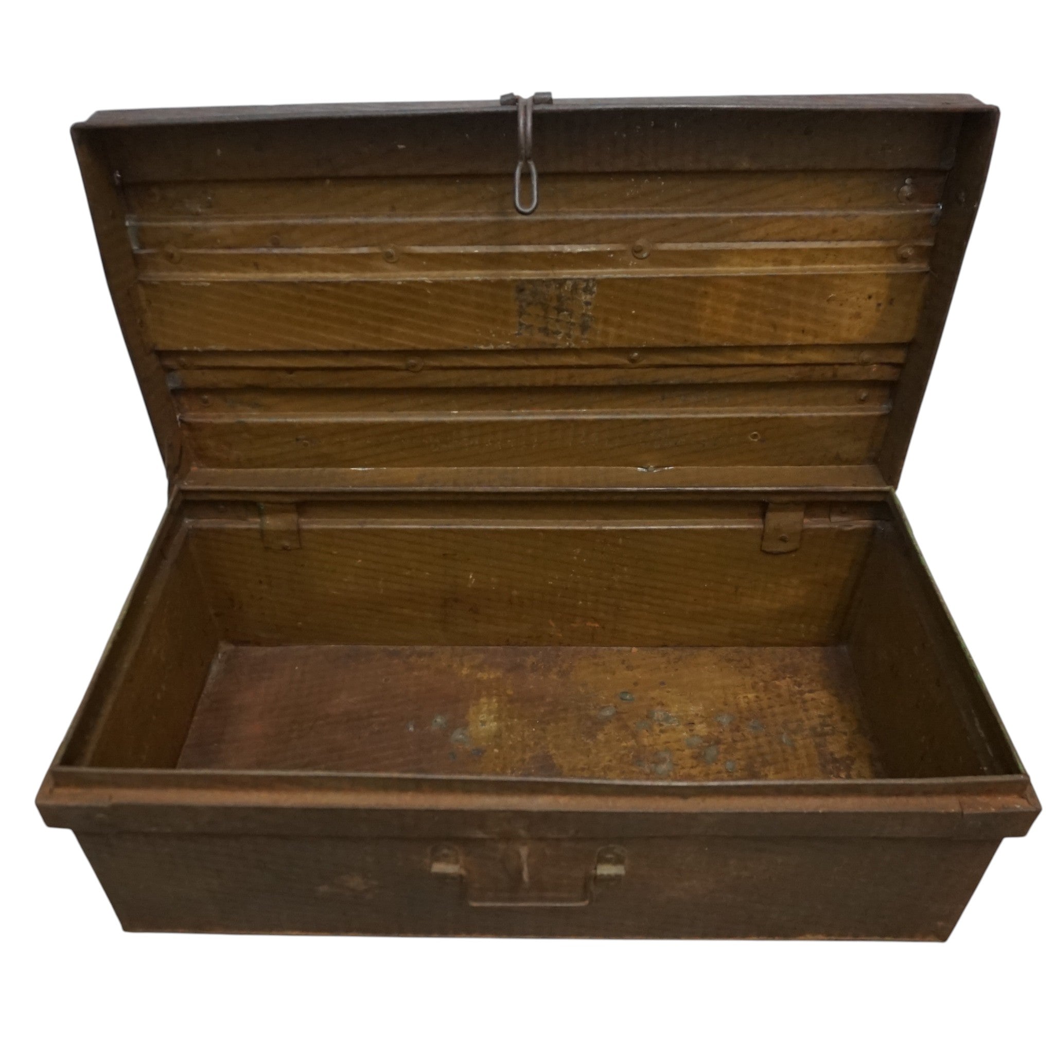 Vintage Metal Travel Trunk | Rustic Storage | Modern Farmhouse Decor