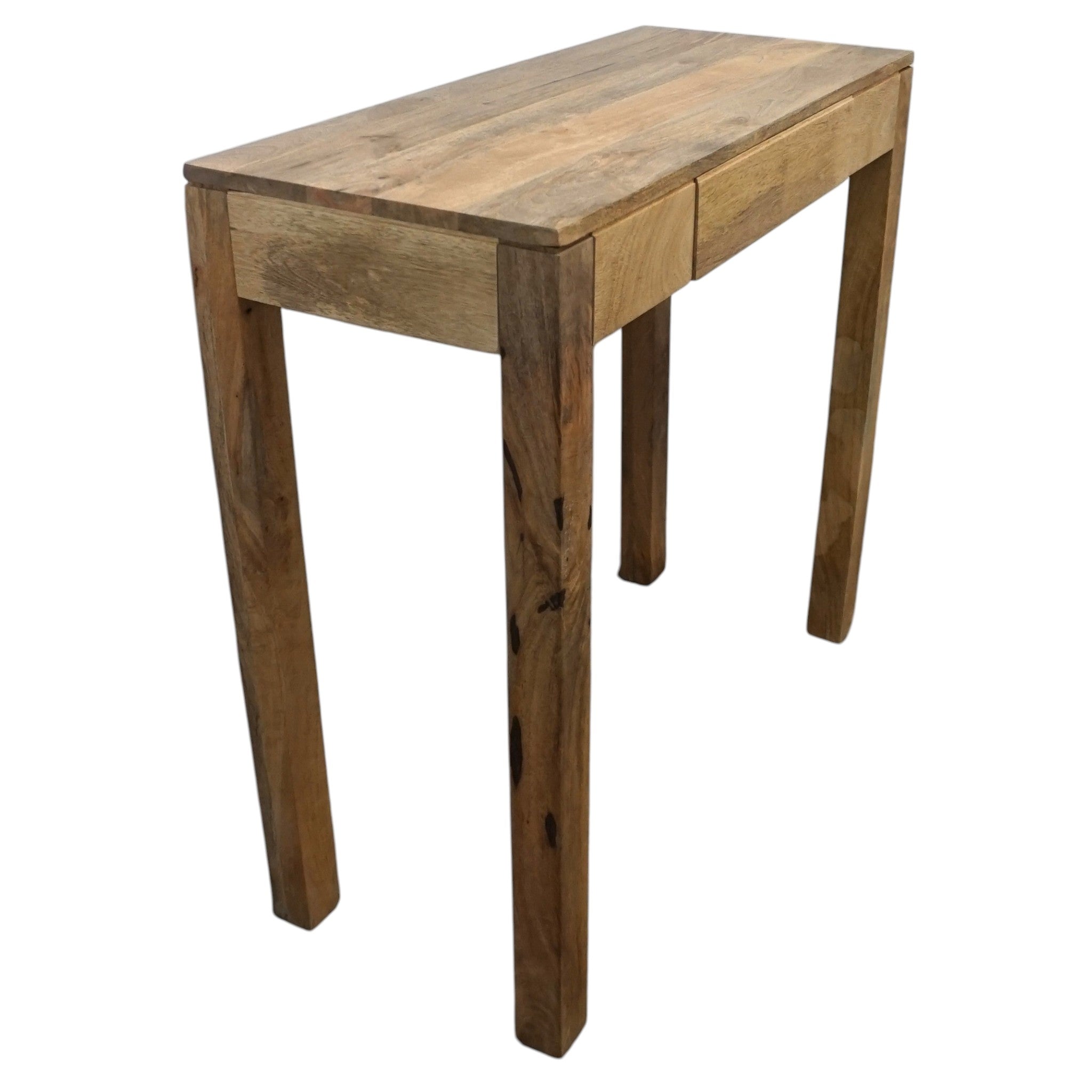 Solid Mango Wood Tall Console Table & Kitchen Island | Hidden Drawer & Natural Finish
