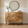 Handmade Mango Wood 7 Drawer Dresser with Metal Legs | Solid Wood Chest of Drawers