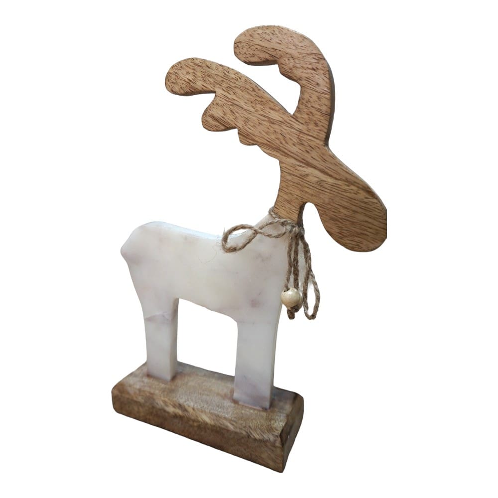 Hand-crafted Set of Two Marble and Wood Reindeer BUY 1 GET ONE FREE image 3
