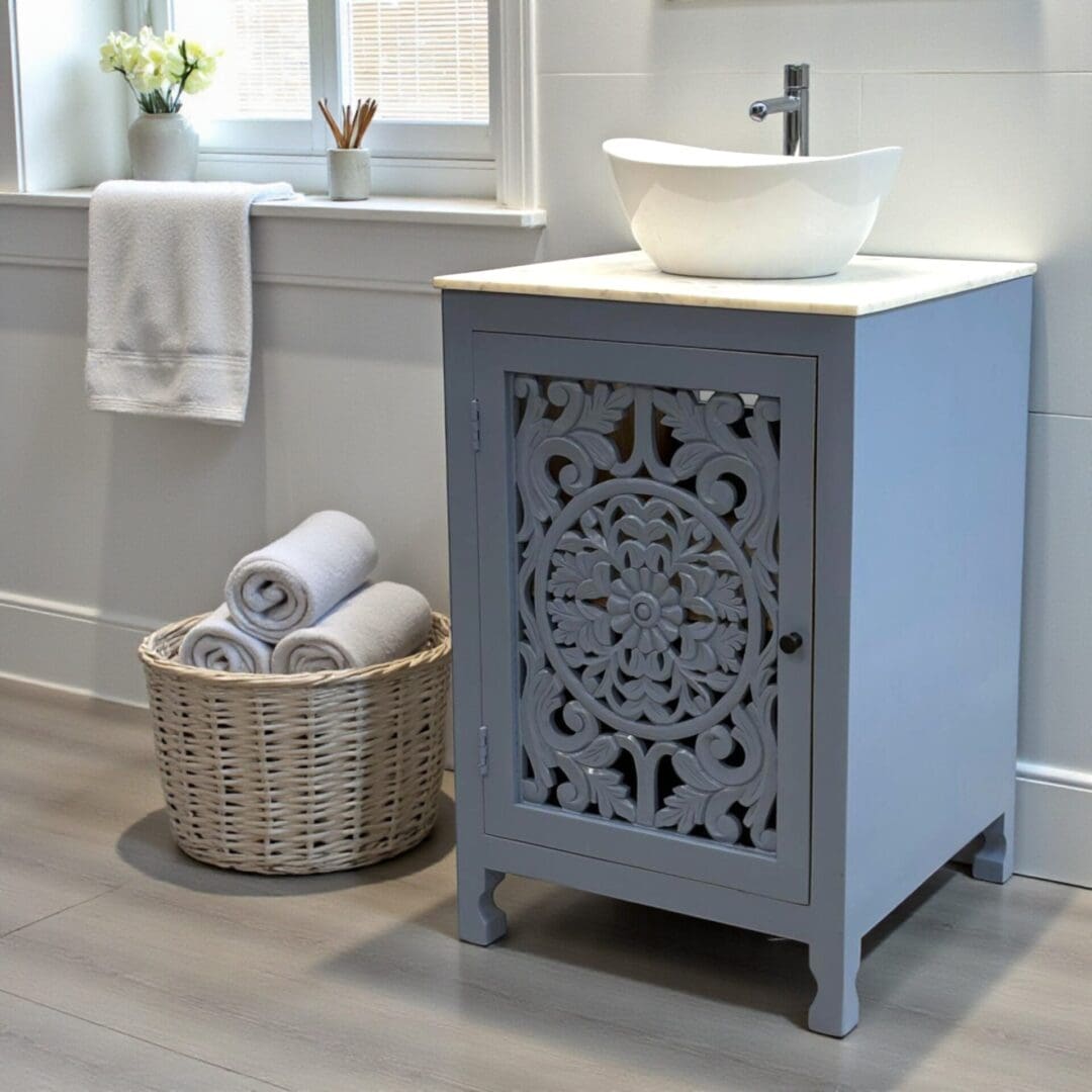 Hand-crafted 24" Solid Wood Vanity in Blue image 0