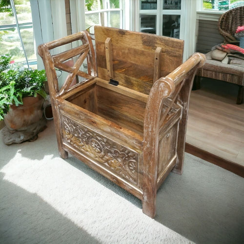 Rustic Bench Trunk with Arms image 1