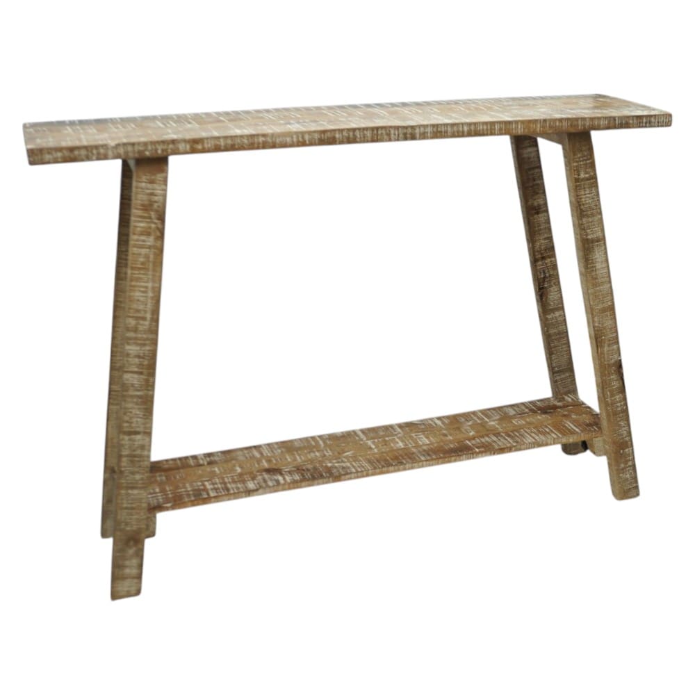 Rustic Natural Mango Wood Console Table with White Highlights image 3