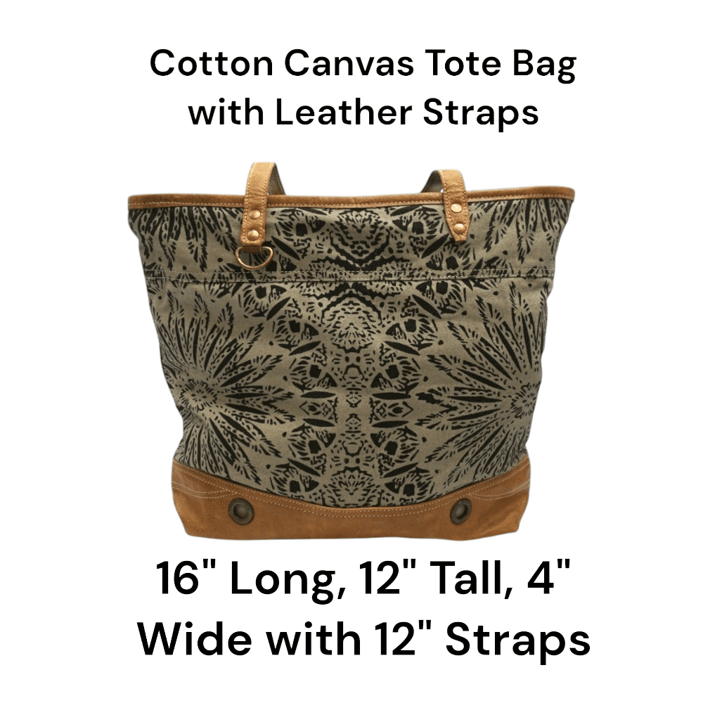 Cotton Canvas Mandala Purse with Leather Straps image 9