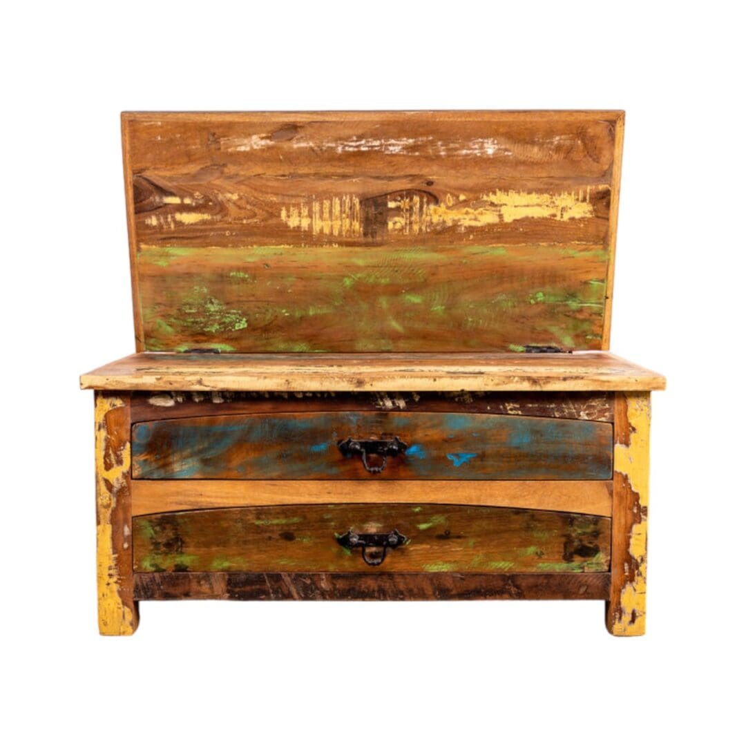 Reclaimed Wood Coffee Table with Hidden Trunk image 2