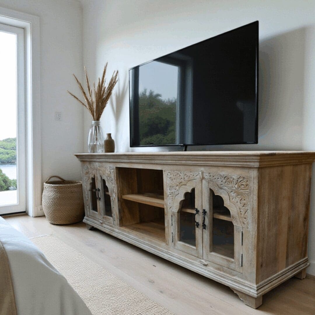 Large Hand-crafted Arched Credenza image 0