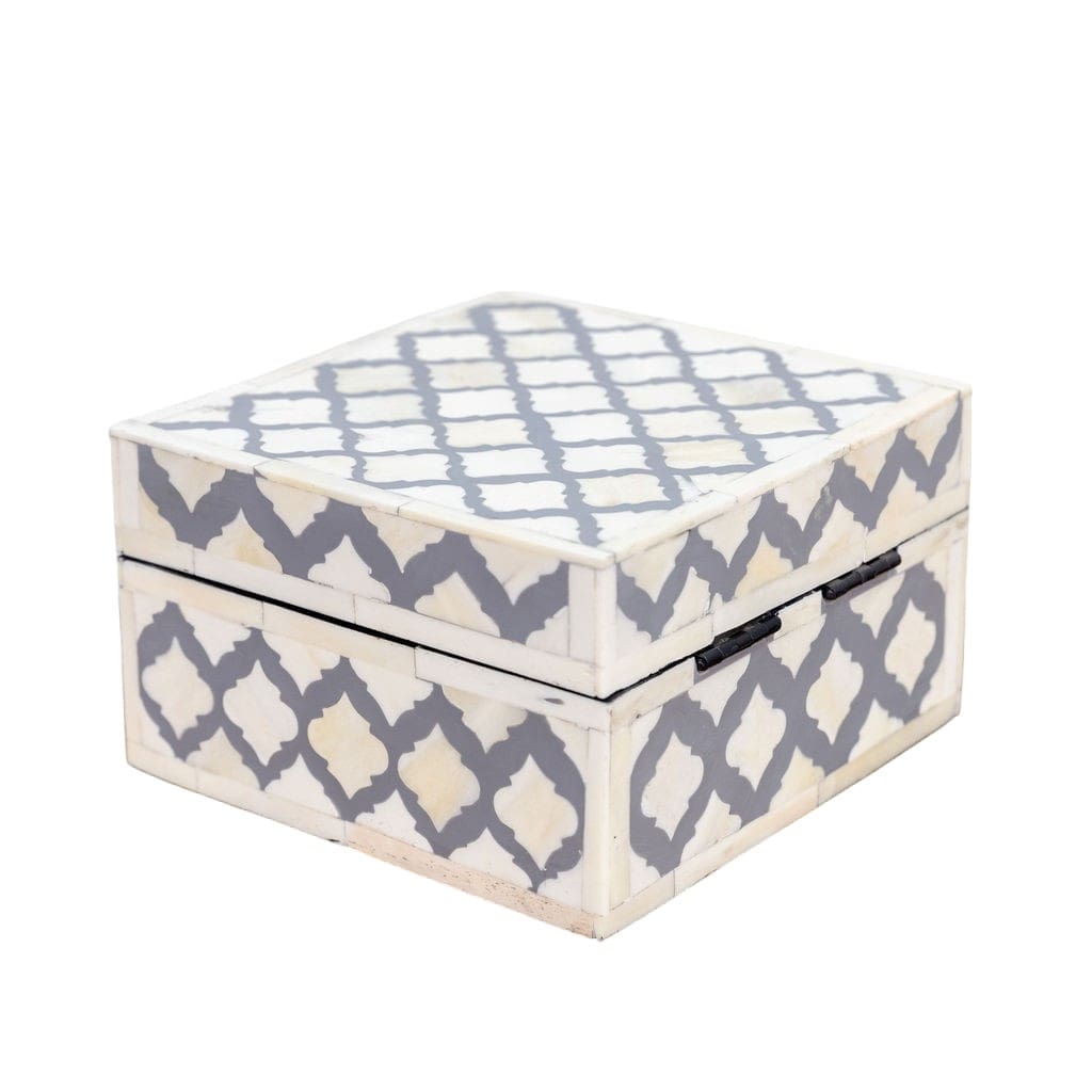 Square Inlay Box Timeless Gray and White Bone Inlay image 4