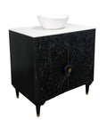 Black Bathroom Vanity Hand-Carved with Marble Top and Basin image 12