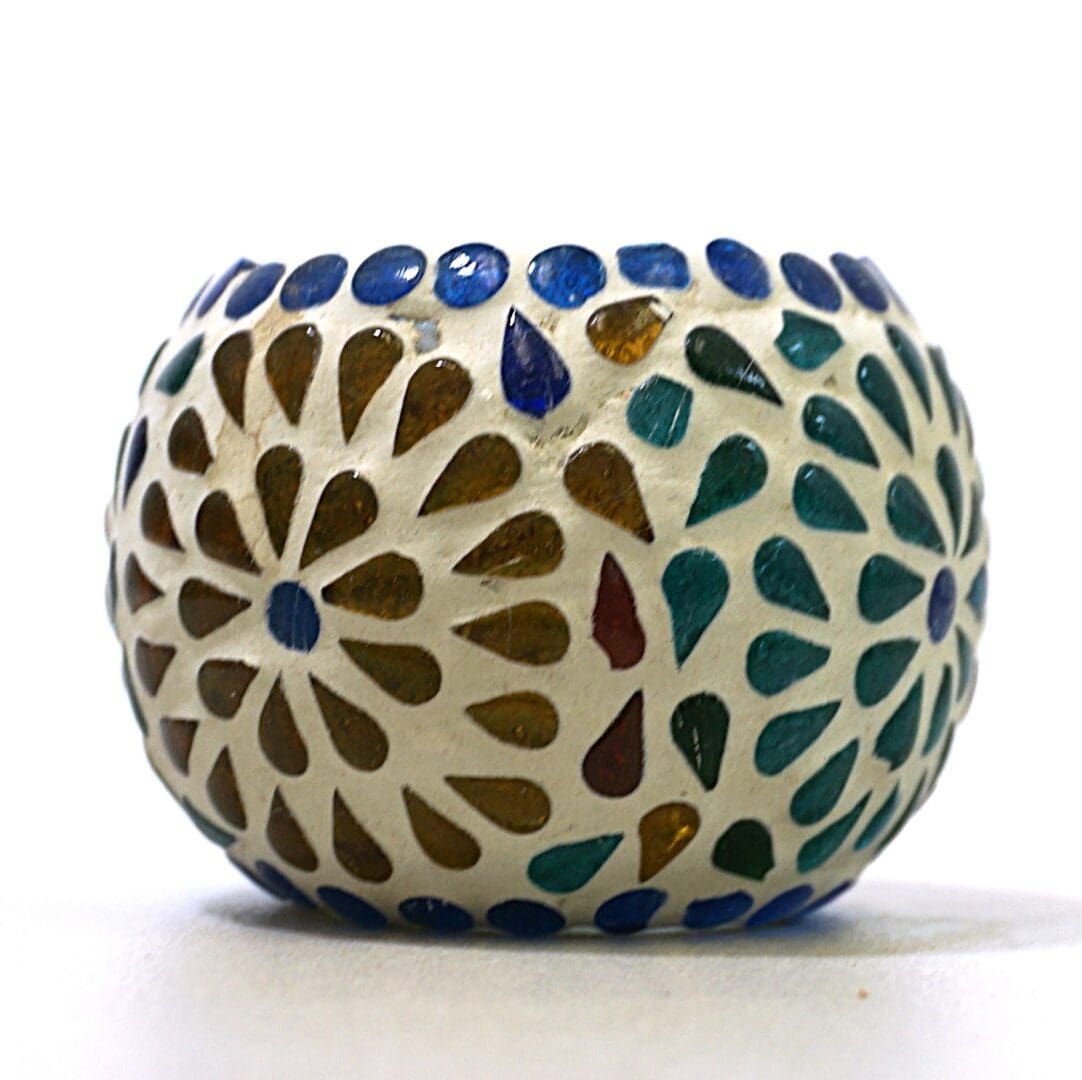 2.5 Inch Multicolor Round Mosaic Glass Candle Holder Set of 3 image 3