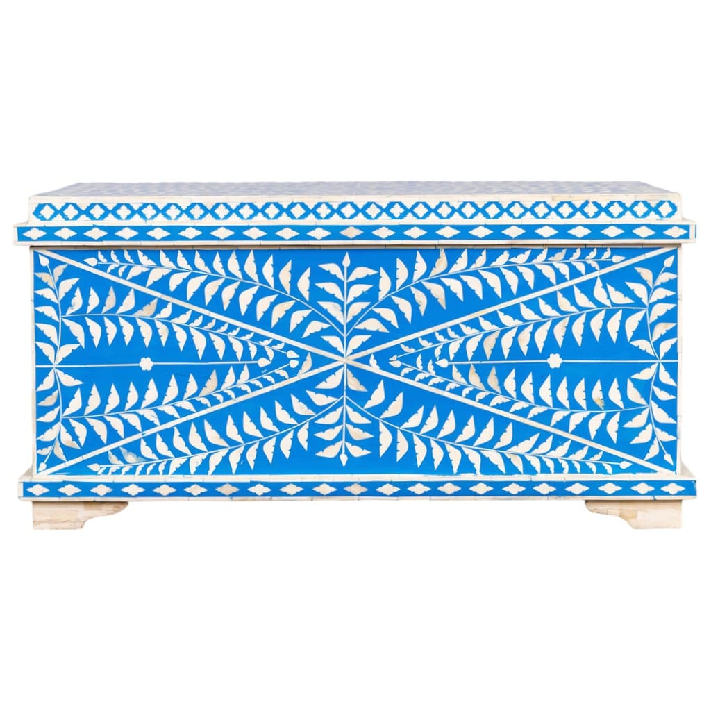 Blue and White Bone Inlay Ottoman 2 Sizes image 2