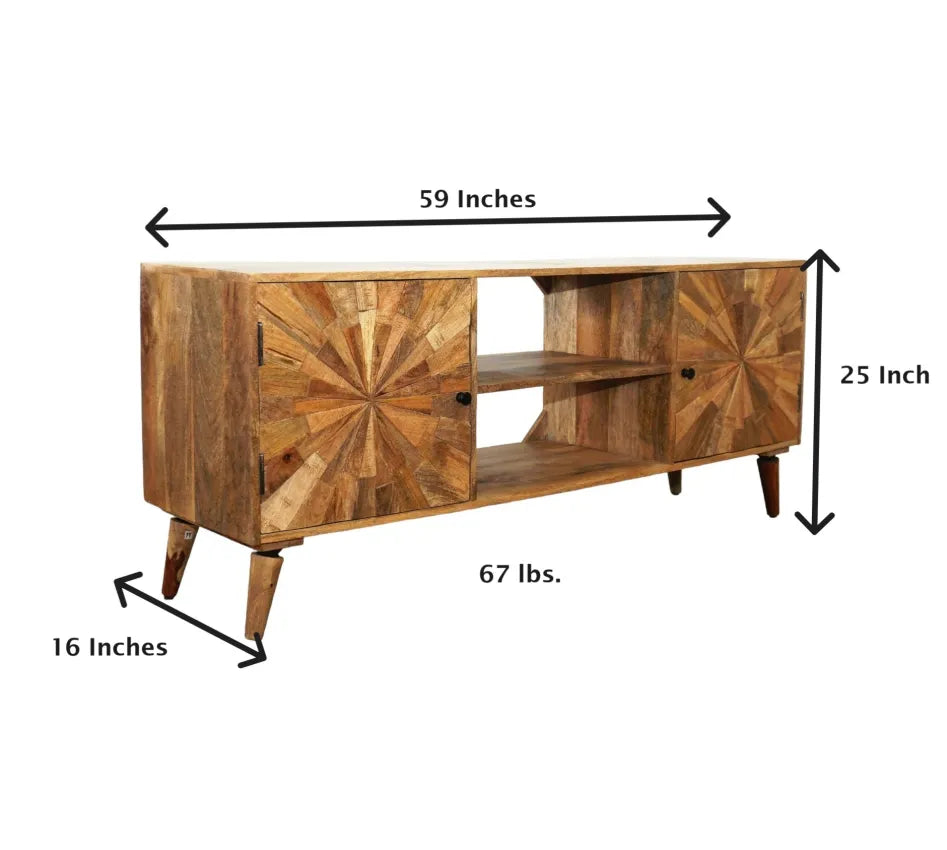 TV Stand Hand-crafted with a Stunning Sunburst Design image 10