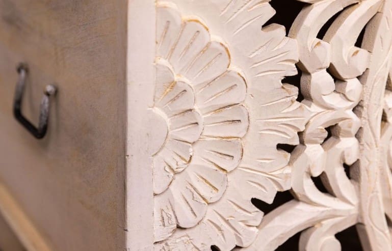 Hand-carved Mandala Cut-Out Bench Trunk image 9