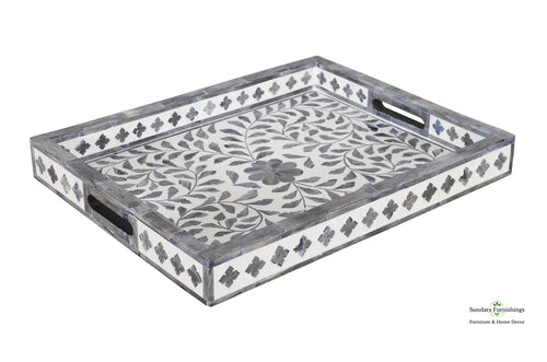 Gray and White Decorative Tray image 1