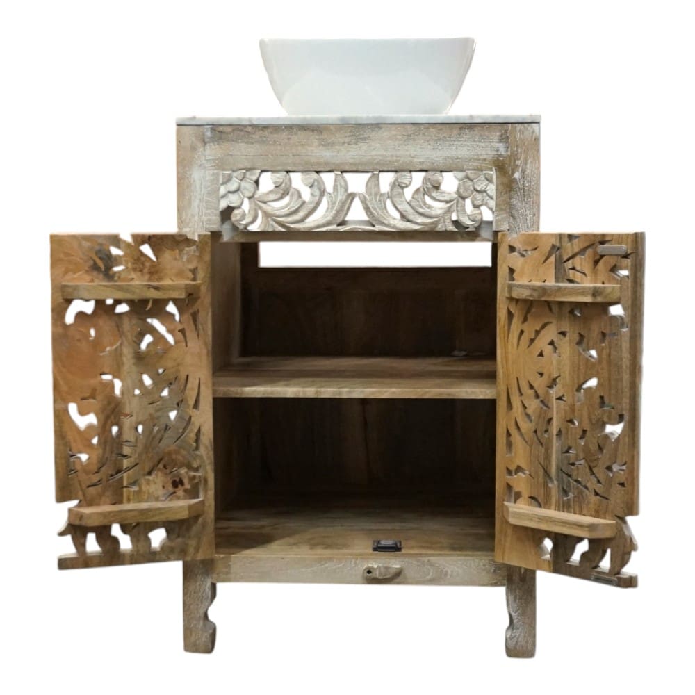 Stunning Natural Wood 24" Vanity Hand-carved image 5