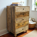 Rustic 5-Drawer Dresser Hand-carved image 0