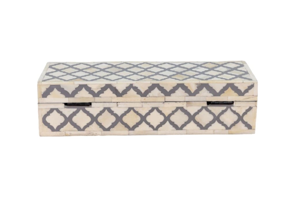 Long Rectangle Box Gray and White Inlay image 6