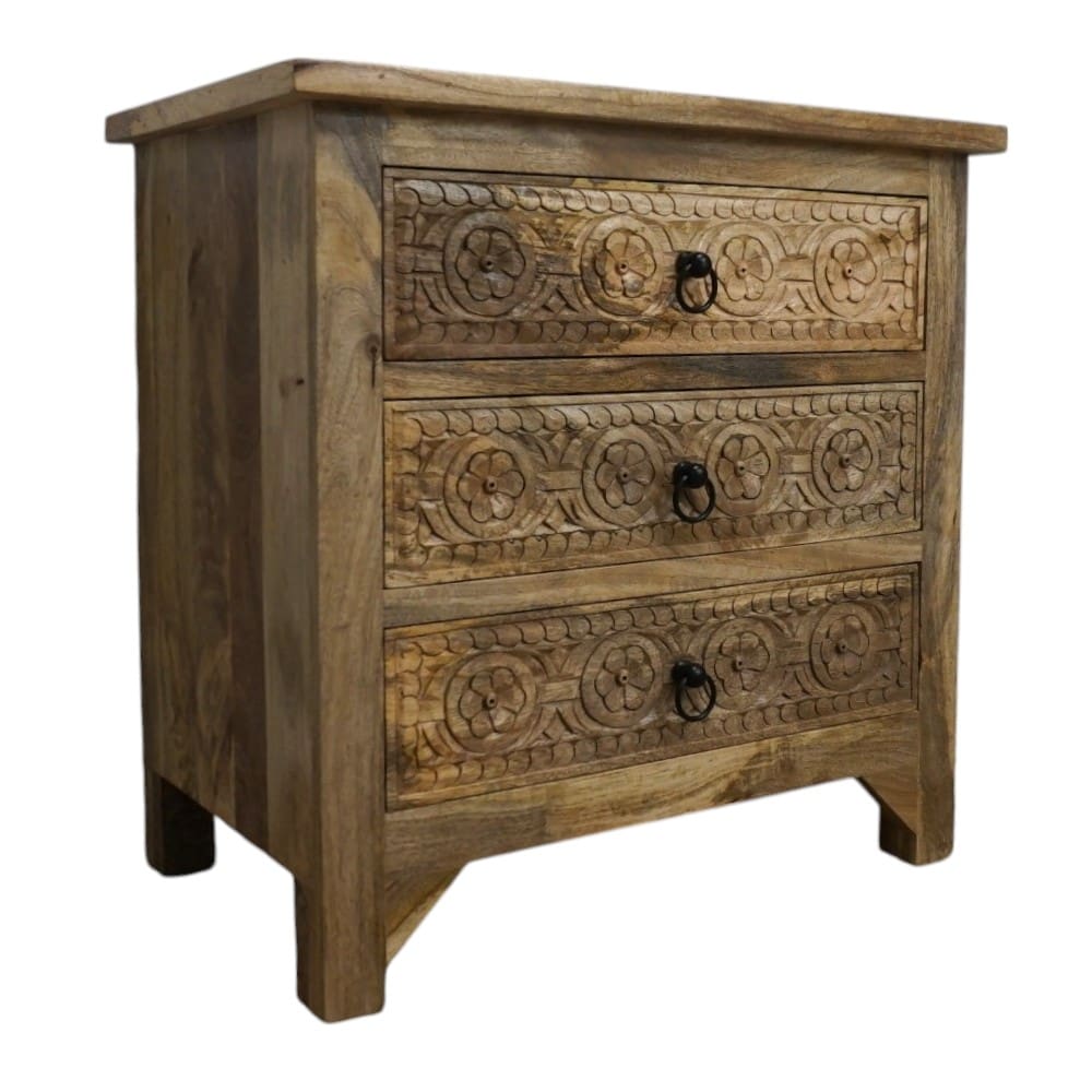 3-Drawer Side Table/Nightstand Hand-Carved image 6
