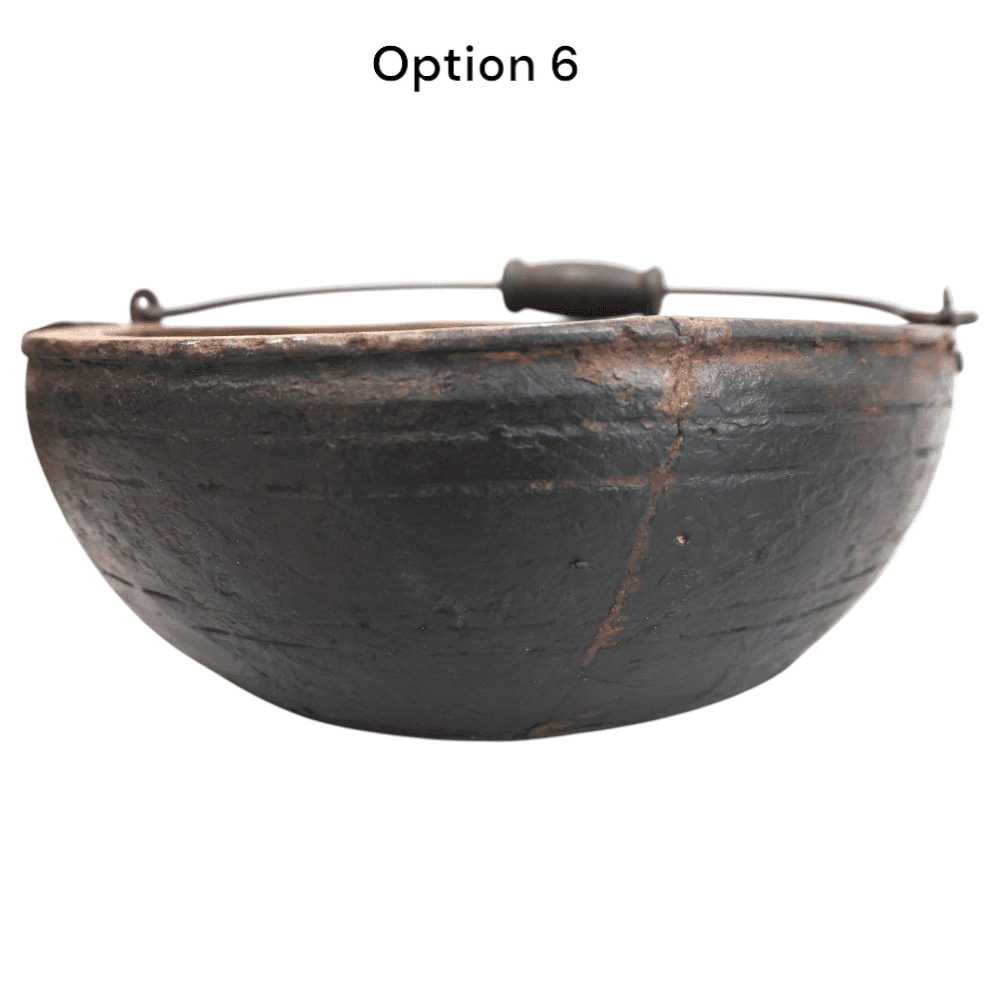 Vintage Wooden Bowls with a Handle Set of 2 image 6