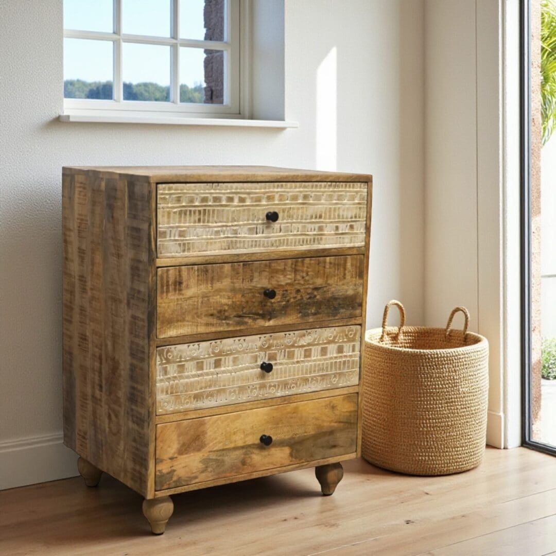 Rustic 4-Drawer Dresser Hand-carved image 8