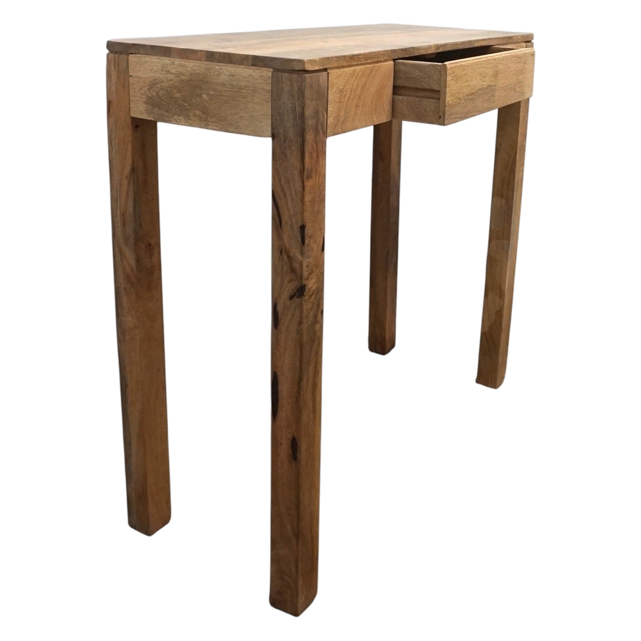 Solid Mango Wood Tall Console Table & Kitchen Island | Hidden Drawer & Natural Finish